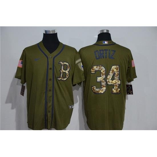 Red Sox 34 David Ortiz Olive 2020 Nike Cool Base Jersey