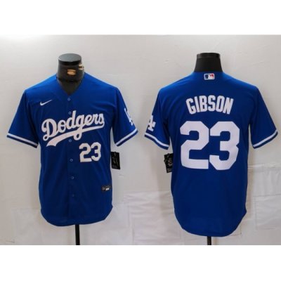 Men Los Angeles Dodgers 23 Kirk Gibson Blue Cool Base Stitched Baseball Jersey 6