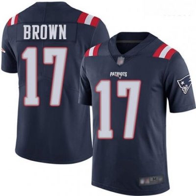 Patriots 17 Antonio Brown Navy Blue Men Stitched Football Limited Rush Jersey