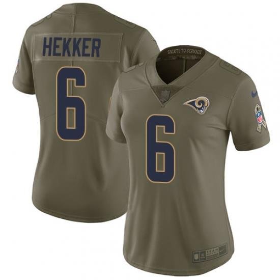 Womens Nike Rams #6 Johnny Hekker Olive  Stitched NFL Limited 2017 Salute to Service Jersey