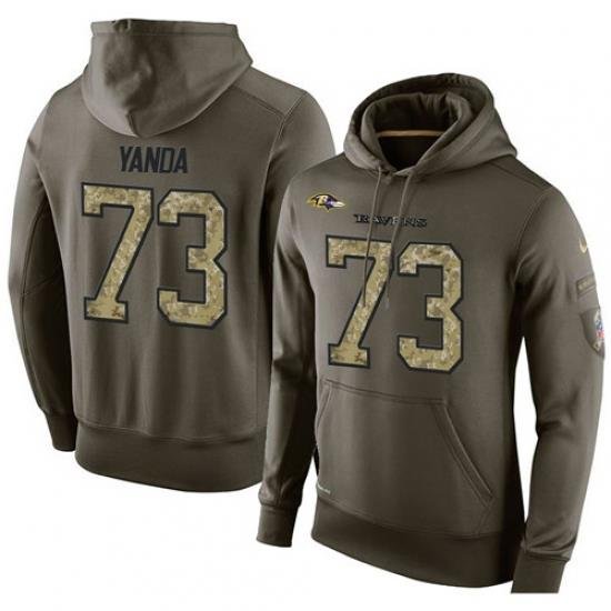 NFL Nike Baltimore Ravens 73 Marshal Yanda Green Salute To Service Mens Pullover Hoodie