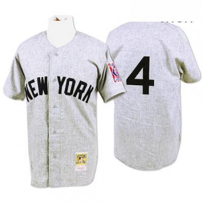 Mens Mitchell and Ness 1939 New York Yankees 4 Lou Gehrig Replica Grey Throwback MLB Jersey