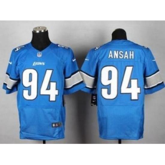 Nike Detroit Lions 94 Ziggy Ansah Blue Elite NFL Jersey