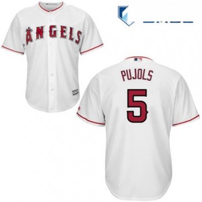 Mens Majestic Los Angeles Angels of Anaheim 5 Albert Pujols Replica White Home Cool Base MLB Jersey