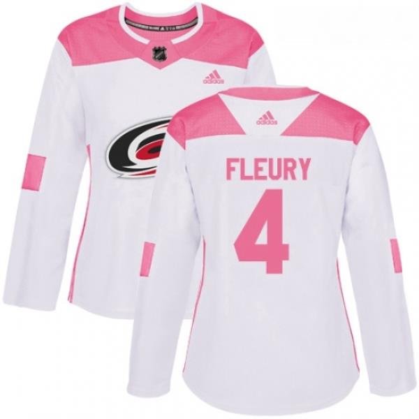 Womens Adidas Carolina Hurricanes 4 Haydn Fleury Authentic WhitePink Fashion NHL Jersey