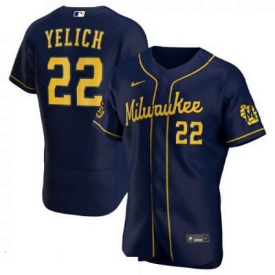 Men MilWaukee BreWers Christian Yelich Men Nike Navy Alternate 2020 Flex Base Player MLB Jersey