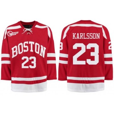 Boston University Terriers BU 23 Jakob Forsbacka Karlsson Red Stitched Hockey Jersey