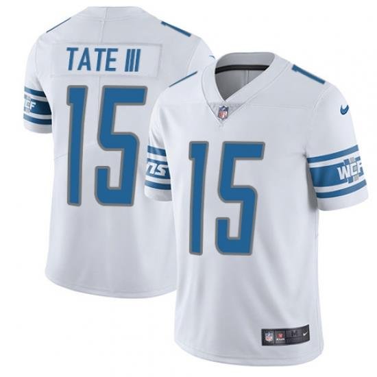 Nike Lions #15 Golden Tate III White Mens Stitched NFL Vapor Untouchable Limited Jersey