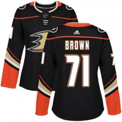 Womens Adidas Anaheim Ducks 71 JT Brown Authentic Black Home NHL Jersey