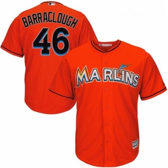 Youth Majestic Miami Marlins 46 Kyle Barraclough Authentic Orange Alternate 1 Cool Base MLB Jersey