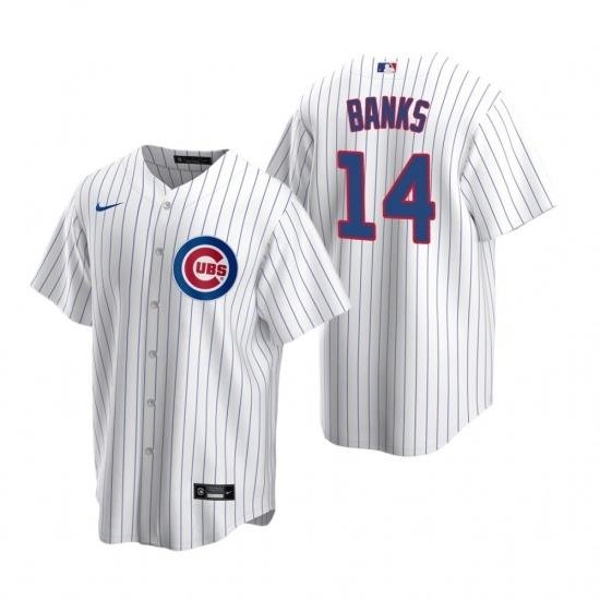 Mens Nike Chicago Cubs 14 Ernie Banks White Home Stitched Baseball Jerse