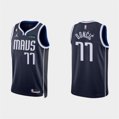 Men Dallas Mavericks 77 Luka Doncic Navy Statement Edition With NO 6 Patch Stitched Basketball Jerseys