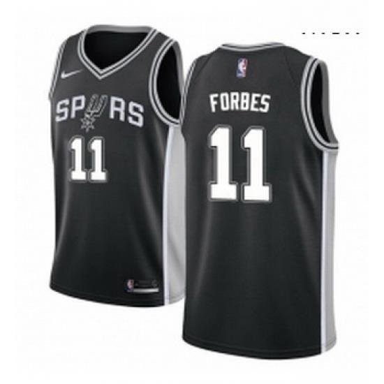 Mens Nike San Antonio Spurs 11 Bryn Forbes Swingman Black NBA Jersey Icon Edition