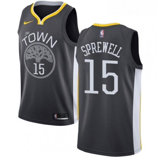 Youth Nike Golden State Warriors 15 Latrell Sprewell Swingman Black Alternate NBA Jersey Statement Edition