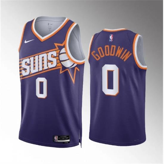 Men Phoenix Suns 0 Jordan Goodwin Purple Icon Edition Stitched Basketball Jersey