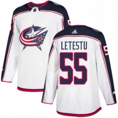 Mens Adidas Columbus Blue Jackets 55 Mark Letestu Authentic White Away NHL Jersey