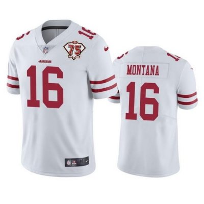 Nike San Francisco 49ers 16 Joe Montana White Men 75th Anniversary Stitched NFL Vapor Untouchable Limited Jersey