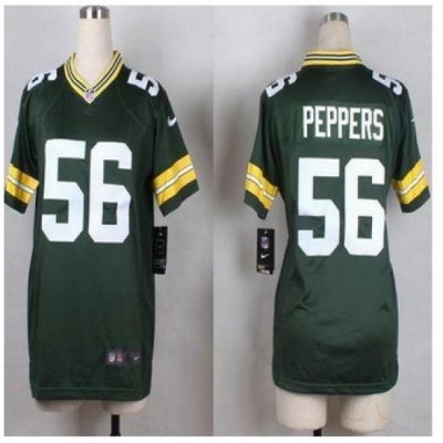 Women New Packers #56 Julius Peppers Green Team Color Stitched NFL Elite jersey