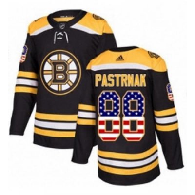 Youth Adidas Boston Bruins 88 David Pastrnak Authentic Black USA Flag Fashion NHL Jersey