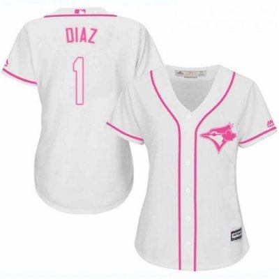 Womens Majestic Toronto Blue Jays 1 Aledmys Diaz Authentic White Fashion Cool Base MLB Jersey