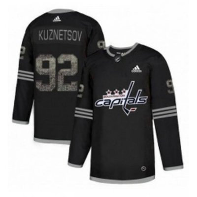 Mens Adidas Washington Capitals 92 Evgeny Kuznetsov Black 1 Authentic Classic Stitched NHL Jersey