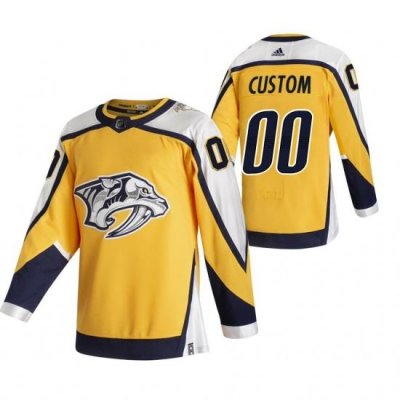 Nashville Predators Custom Yellow Men Women youth Adidas 2020 21 Reverse Retro Alternate NHL Jersey