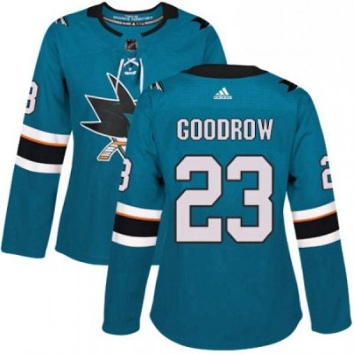 Womens Adidas San Jose Sharks 23 Barclay Goodrow Authentic Teal Green Home NHL Jersey