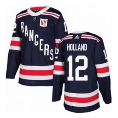 Mens Adidas New York Rangers 12 Peter Holland Authentic Navy Blue 2018 Winter Classic NHL Jersey