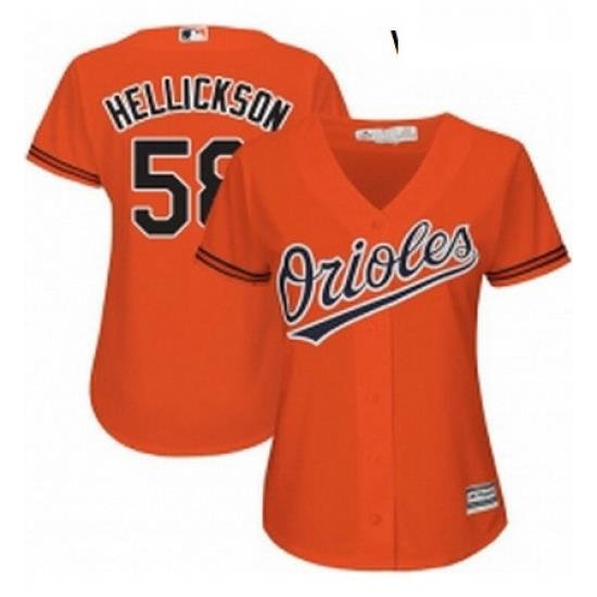 Womens Majestic Baltimore Orioles 58 Jeremy Hellickson Replica Orange Alternate Cool Base MLB Jersey