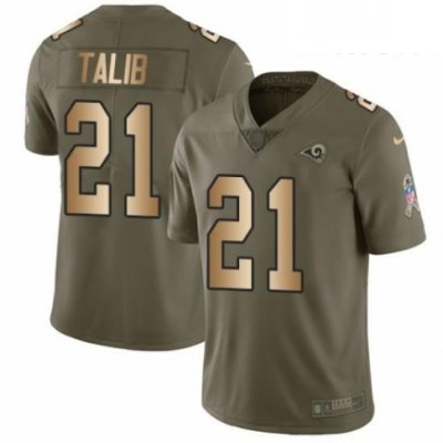 Men Nike Los Angeles Rams 21 Aqib Talib Limited OliveGold 2017 Salute to Service NFL Jersey