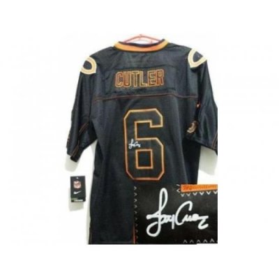 Nike Chicago Bears 6 Jay Cutler Black Elite Light Out Signed NFL Jersey