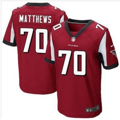 Nike Atlanta Falcons #70 Jake Matthews Red Team Color Mens Stitched NFL Elite Jersey