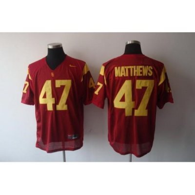 Trojans #47 Clay Matthews Red Stitched NCAA Jersey