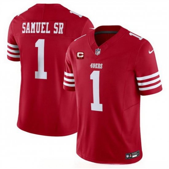 Men San Francisco 49ers 1 Deebo Samuel SR Red 2024 F U S E  With 2 Star C Patch Vapor Untouchable Limited Stitched Football Jersey