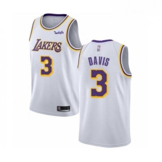 Womens Los Angeles Lakers 3 Anthony Davis Authentic White Basketball Jersey Association Edition