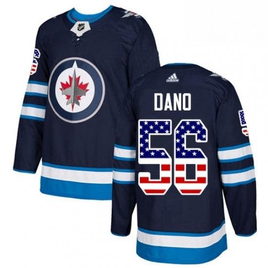 Mens Adidas Winnipeg Jets 56 Marko Dano Authentic Navy Blue USA Flag Fashion NHL Jersey