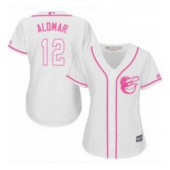 Womens Majestic Baltimore Orioles 12 Roberto Alomar Authentic White Fashion Cool Base MLB Jersey