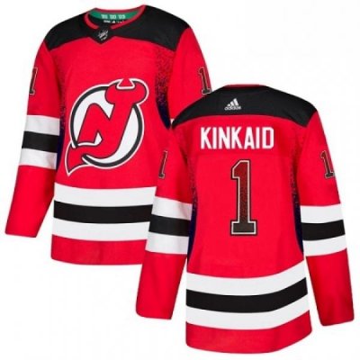 Mens Adidas New Jersey Devils 1 Keith Kinkaid Authentic Red Drift Fashion NHL Jersey