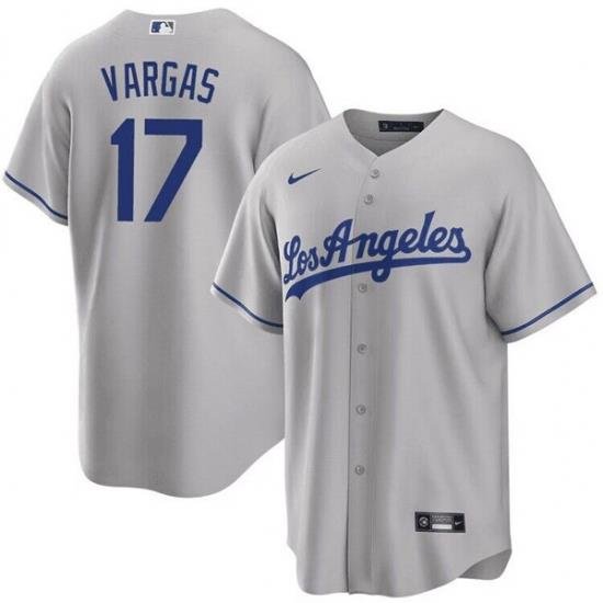 Men Los Angeles Dodgers 17 Miguel Vargas Gray Cool Base Stitched Baseball Jersey