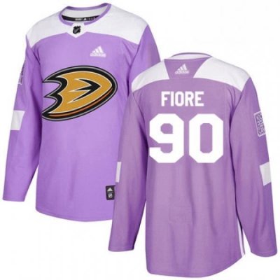 Mens Adidas Anaheim Ducks 90 Giovanni Fiore Authentic Purple Fights Cancer Practice NHL Jersey