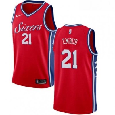 Youth Nike Philadelphia 76ers 21 Joel Embiid Swingman Red Alternate NBA Jersey Statement Edition