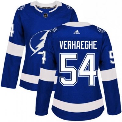 Womens Adidas Tampa Bay Lightning 54 Carter Verhaeghe Authentic Royal Blue Home NHL Jersey