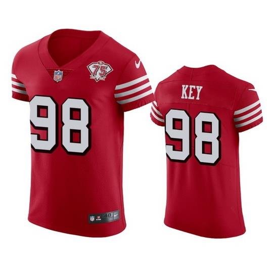 Nike San Francisco 49ers 98 Arden Key Red Rush Men 75th Anniversary Stitched NFL Vapor Untouchable Elite Jersey