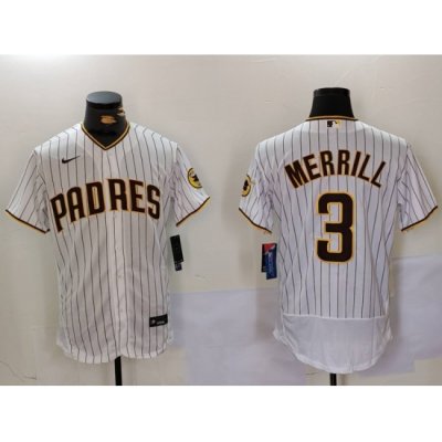 Men San Diego Padres 3 Jackson Merrill white Cool Base Stitched Baseball Jersey 005