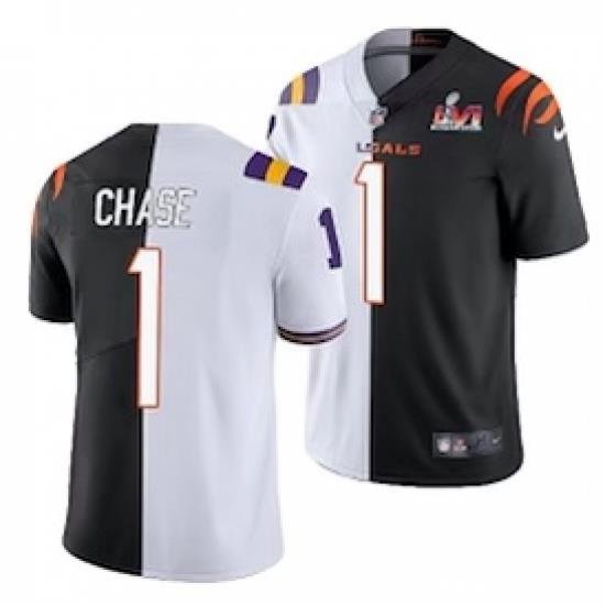 Tigers Bengals Split jersey Customized White Black