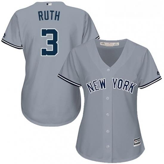 Womens Majestic New York Yankees 3 Babe Ruth Replica Navy Blue Alternate MLB Jersey