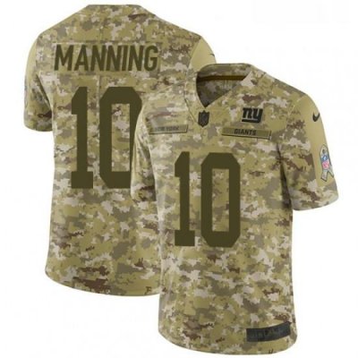 Mens Nike New York Giants 10 Eli Manning Limited Camo 2018 Salute to Service NFL Jersey