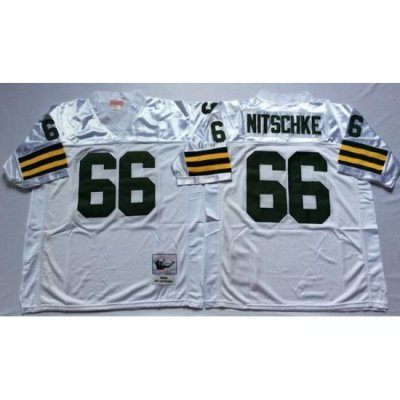 Men Green Bay Green Bay Packers 66 Ray Nitschke White M&N Throwback Jersey