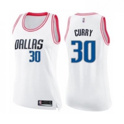 Womens Dallas Mavericks 30 Seth Curry Swingman White Pink Fashion Basketball Jerse