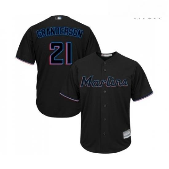 Mens Miami Marlins 21 Curtis Granderson Replica Black Alternate 2 Cool Base Baseball Jersey